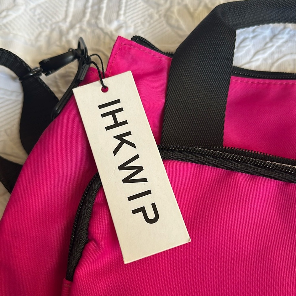NWT IHKWIP Nylon Mini Tote w/ Crossbody Strap Magenta - Picture 2 of 6